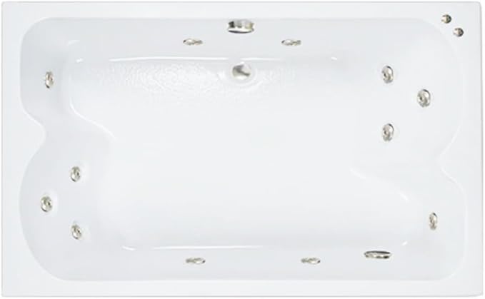 60 in. x 43 in. Acrylic Rectangular Drop-In Whirlpool Bathtub with Center Drain in Bone