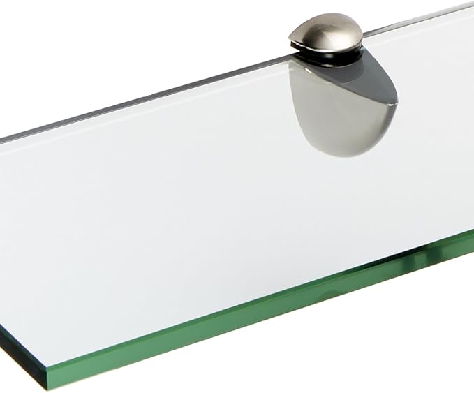 Spancraft Glass P-6x24-Brushed Steel Peacock Glass Shelf, Brushed Steel, 6" x 24"