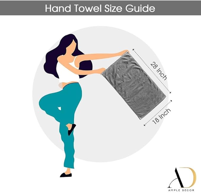 Ample Decor Hand Towel 18 X 28 Inch Pack of 4 600 GSM 100% Cotton, Soft Absorbent Thick Durable Premium Quality, for Hotel, Bathroom, Spa, Daily Use, Gym - Machine Washable - Brown