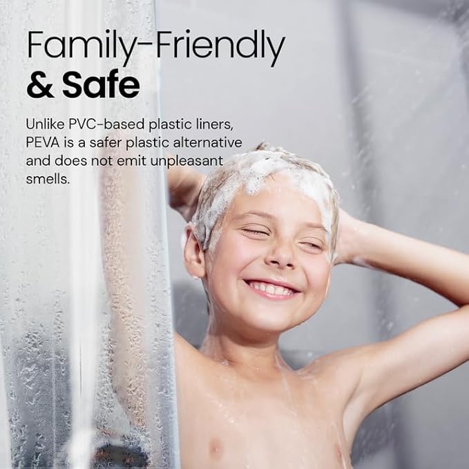 LiBa Bathroom Shower Curtain Waterproof Plastic Shower Curtain Premium PEVA Non-Toxic with Rust Proof Grommets Frosted 8G Bathroom Accessories 72x72