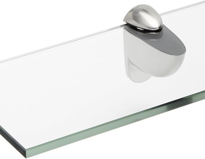 Spancraft Glass H-4.75x21-Brushed Steel Heron Glass Shelf, Brushed Steel, 4.75" x 21"