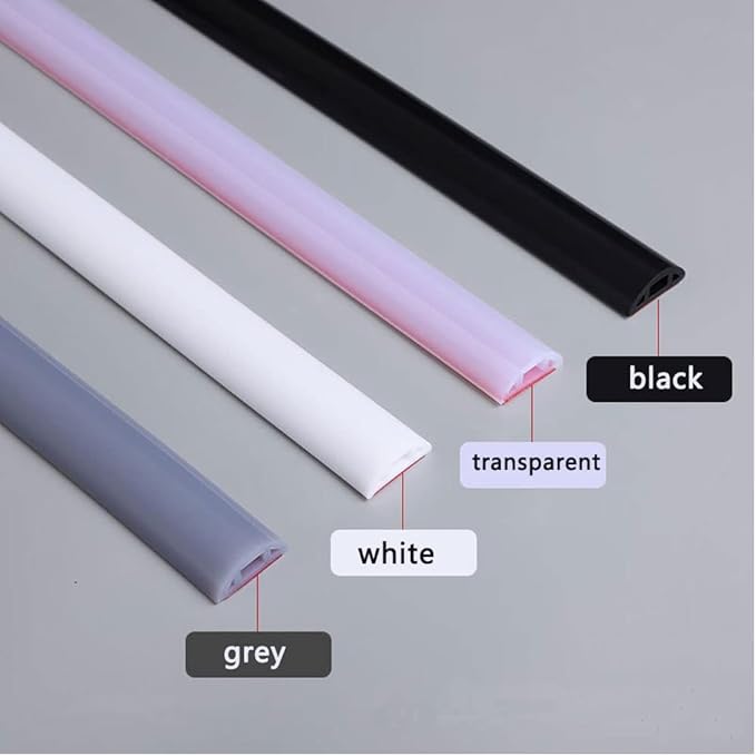 Bathroom Foldable Block water Stopper sealing strip shower threshold dam Self-adhesive silicone shower barrier (96 Inch-BK)