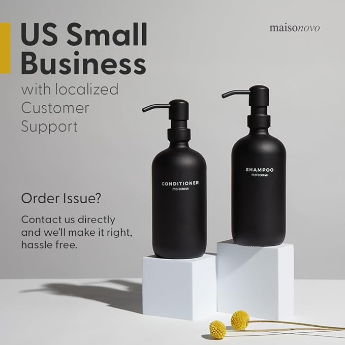 MaisoNovo Soap Dispenser 2-Piece Set | 16.9oz Clear Bottles with Gold Stainless Steel Pump