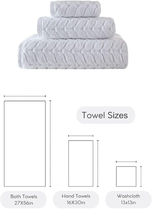 BAGNO MILANO Turkish Bath Towels, Soft Plush Jacquard Luxury Bath Towels, Quick Dry Towel Set (Latte, 3 pcs Towel Set)