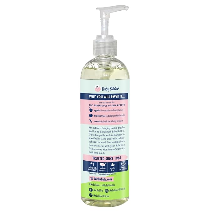 Mr. Bubble Baby Bubble Ultra Gentle Body Wash & Shampoo, Sweet Violet Clouds Scent, 12 oz. Pack of 3