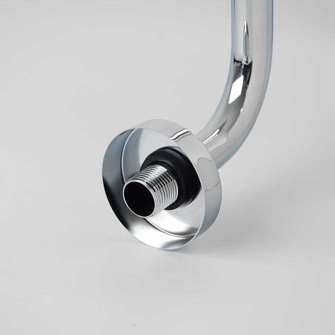 13 Inch S shaped Shower Arm,Stainless Steel Wall-Mounted High Rise Shower Head Extension Arm with Flange,Chrome,10Z1MK