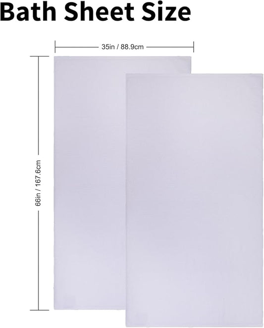 Everplush Oversized Bath Towels Sheet– 2 Pieces, Super Soft & Highly Absorbent, Quick-Drying, Generously Sized & Thick. Perfect for Bathroom, Pool, Swimming Use. (White, 35" x 66" 2PK)