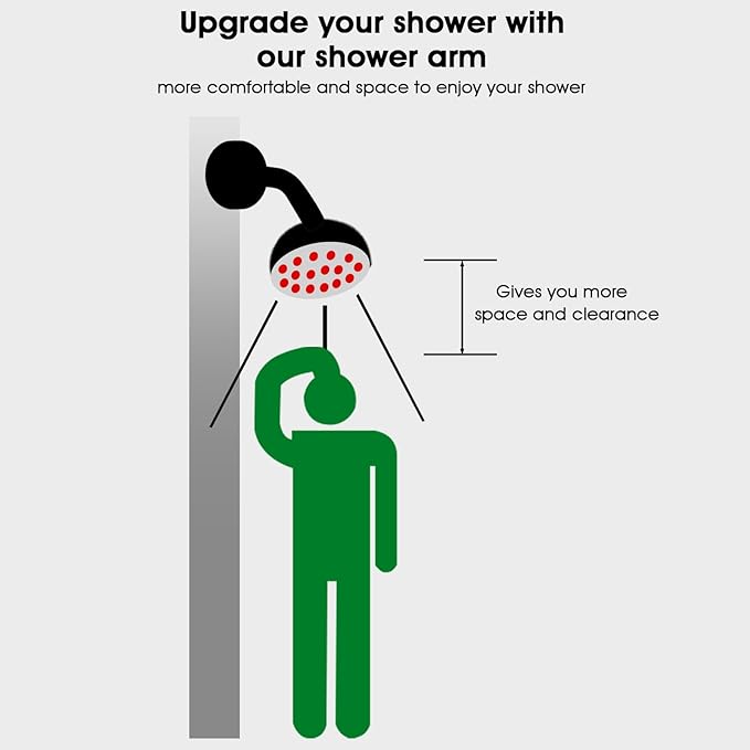 6 Inch Shower Arm with Flange and Stabilizer Bracket, Wall Mounted Shower Pipe Arm 304 Stainless Steel For Fixed Shower Head & Handheld Showerhead, Chrome
