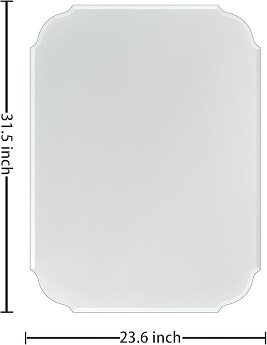 Silver Wall Mirror-Beveled Edge Frameless Mirror for Bathroom, Vanity, Bedroom, Rectangle Mirrors (32X24inch)