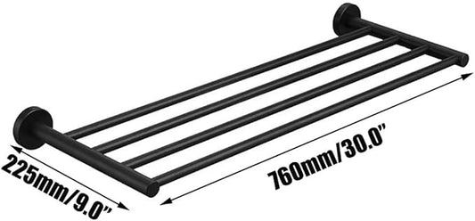 30 Inch Bathroom Towel Rack, Hotel Style Towel Racks for Bathroom Wall Mounted, Modern Towel Bar Rack, 2-Tier Towel Shelves, Black