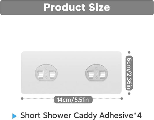 Shower Caddy Adhesive Replacement, Transparent Strong Adhesive Hooks, No Drilling, Waterproof, for Shower Caddy, Bathroom Storage Shelves and Kitchen Racks (Double*4pcs)