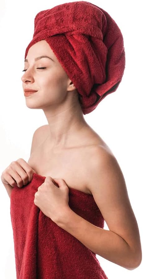Hencely Premium Bath Towel Set of 4-28x58 Inches - High Absorbency, Quick Drying - 100% Soft Turkish Cotton Towels - Ideal for Home, Bathroom, Hotel, Spa, and Gym - Red