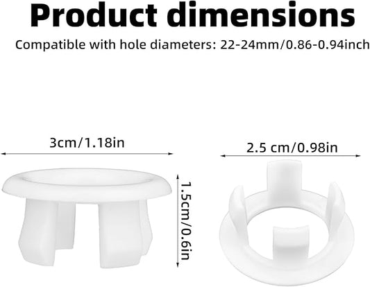 10pcs Chrome Sink Overflow Ring, Bathroom Sink Overflow Trim Ring Hole Cover Insert Cap for Basin Vanity & Ceramic Sinks Easy Tool-Free Installation