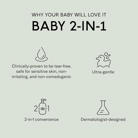 SEEN Baby 2-in-1 Shampoo & Body Wash – Fragrance-Free, Tear-Free & Non-Irritating – Dermatologist-Developed Gentle Cleanser for Sensitive & Eczema-Prone Skin
