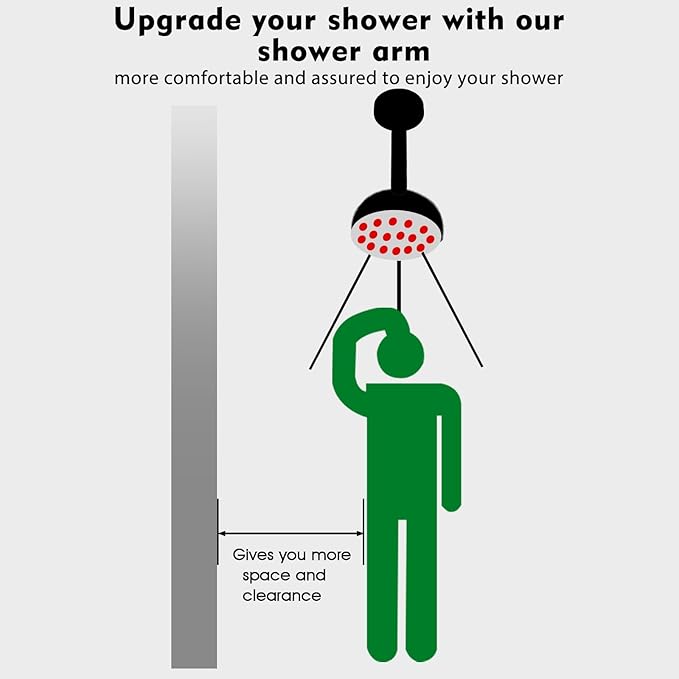 3 Inch Shower Arm with Flange and Stabilizer Bracket, Ceiling Mount Replacement Rain Shower Head 304 Stainless Steel Straight Arm For Fixed Shower Head, Brushed Nickel