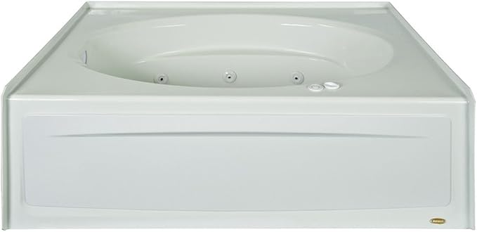 JACUZZI SIGNATURE Acrylic Skirted Jets with Heater Bathtub, Slip Resistant, Left Drain Placement, 60” (L) x 42” (W), Oval in Rectangle Design, Oyster