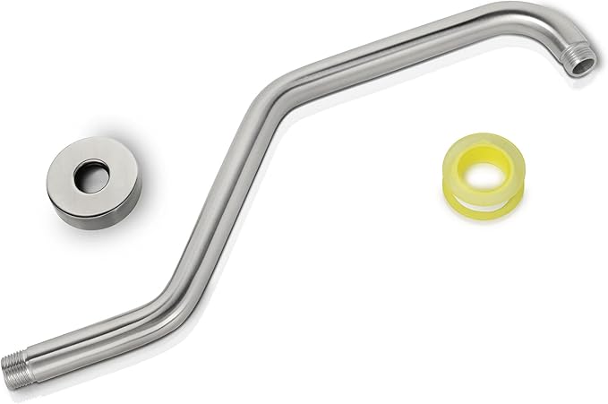 Shower Head Extension Arm,15.5 Inch Shower Arm Extension Replacement,Stainless Steel S Shape Shower Arm with Flange,Brushed Nickel,9Z2MK