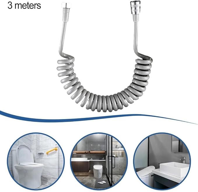 Spring Flexible Shower Hose, Bathroom Spiral Flexible Telescopic Shower Hose Spring Replacement Shower Hose for Toilet Faucet, Bidet Sprayer(300cm White)