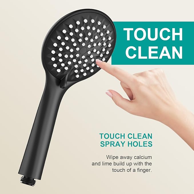 Shower Slide Bar Handheld Shower Head with Hose, 5-Function Hand Shower with Wall Mount,shower slide bar,adjustable height shower head (A-round, Matte Black)