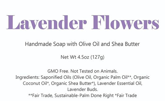 3 Pk Lavender Flowers Organic Soap Bars, Handmade in USA, Natural & Cruelty Free (3 Pack, Lavender Flowers)