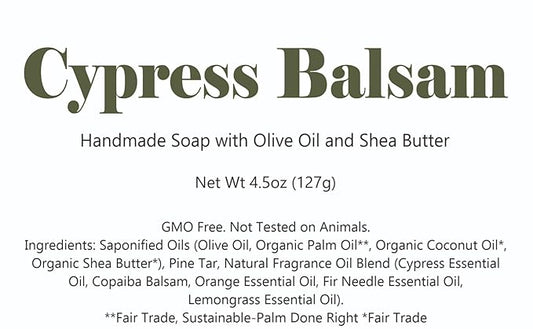 3 Pk Cypress Balsam Pine Tar Organic Soap Bars, Handmade in USA, Natural & Cruelty Free (3 Pack, Cypress Balsam Pine Tar)