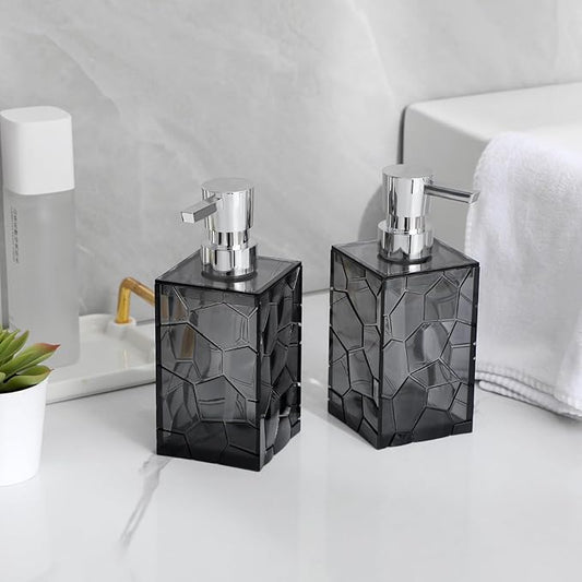 Hand Soap Dispenser, Clear Acrylic Plastic Liquid Pump Bottles Refillable Lotion Dispenser for Bathroom Decor Kitchen College Dorm, Grey
