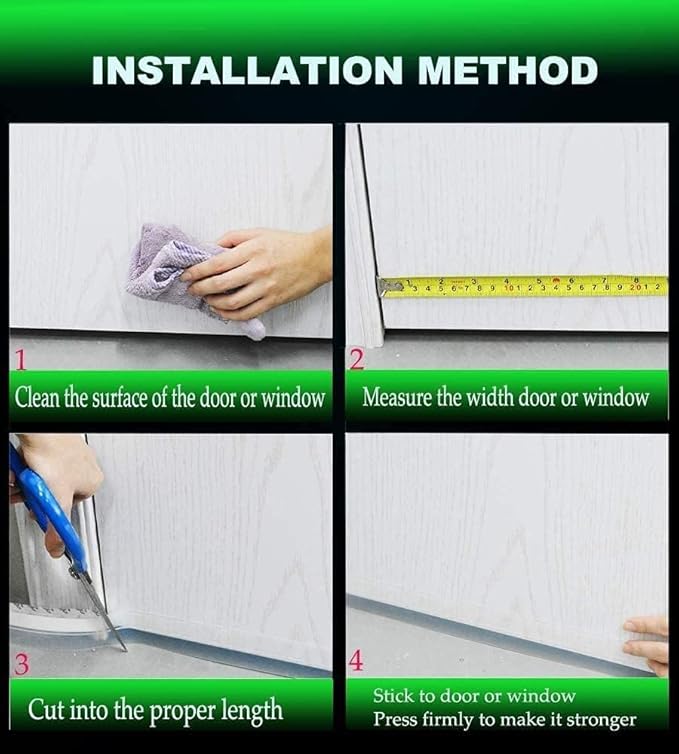 Weather Stripping Door Seal – 100% Silicone, 33ft Strong Adhesive, Flexible Sealing for Gaps & Drafts, Perfect for Energy Efficiency and Weatherproofing