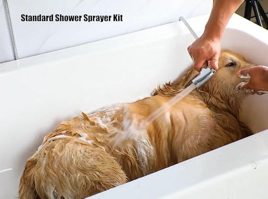 Pet Bathing Dog Shower Attachment Kit - Dog Washing Sprayer Set with Handheld Sprayer ,Water Hose, Shower Arm Diverter & No - Drill Adhesive Holder