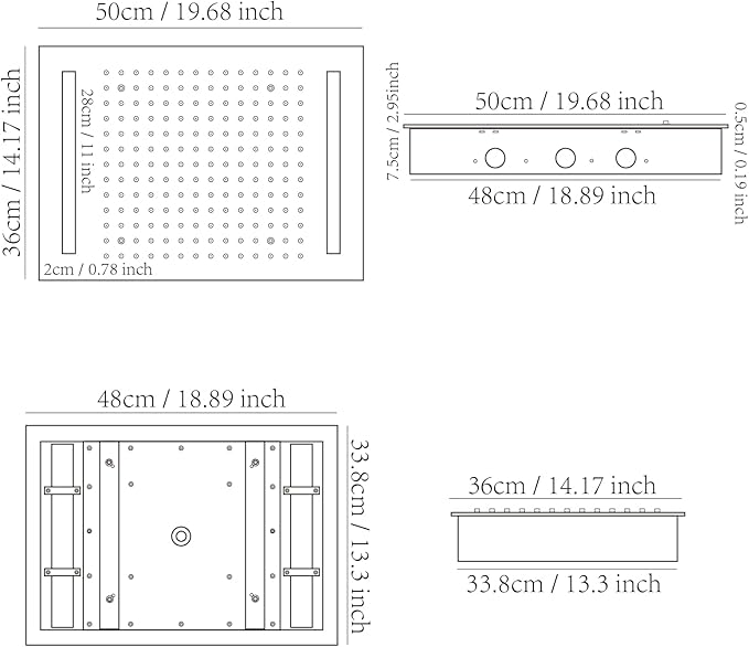 Shower System Brushed Gold Shower Faucet Set with 14X20 inch Ceiling Mount Shower Head, 6 PCS Body Jet and Handheld Spray, 3 Way Digital Temperature Display Shower