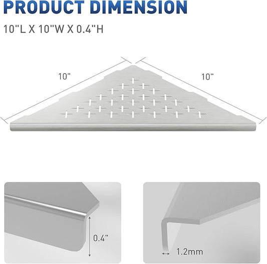 lives 2 Pack Shower Corner Shelves, 304 Stainless Steel Corner Shower Shelf for Tiled Wall, 10" Slot Design Bathroom Shelf Organizer (Silver, Cross)