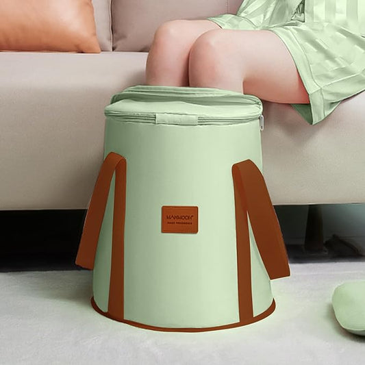 25L Collapsible Bucket Foot Bath Basin, Multifunctional Portable Foot Bath Tub Bag with Handles,Travel Outdoor Camping Portable Foot Soaking Spa Bucket (Green)