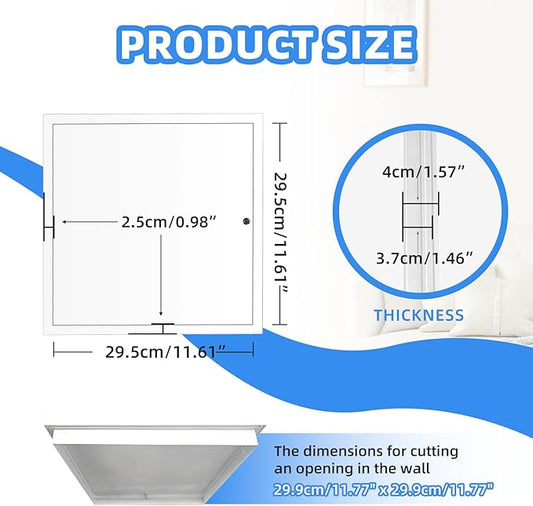 12" x 12" Metal Access Panel, 1MM Thickened Access Panel for Drywall, Aluminum Access Panel for Walls and Ceilings, Rust-Resistant and Easy-to-Install Drywall Access Panel