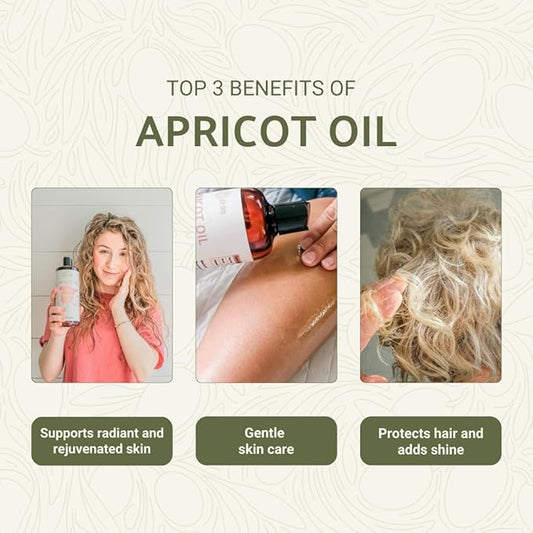 Apricot Kernel Oil - Direct from Spain and Turkey - 100% Pure Carrier Oil for Hair, Face, and Skin - Cold-Pressed Carrier Oils (1 Gallon)