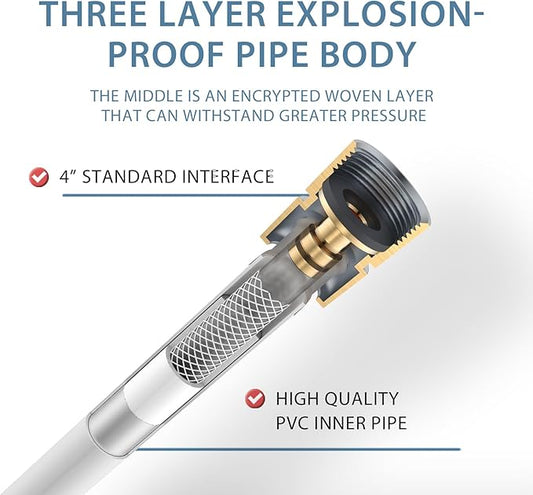 119 Inches Long Shower Hose Rv Shower Hose Extra Long Explosion Proof Anti Winding PVC Showerhead Hoses For Cleaning Pet White Showerhose Extension Smooth Flexible Hand Held Shower Hoses Replacement
