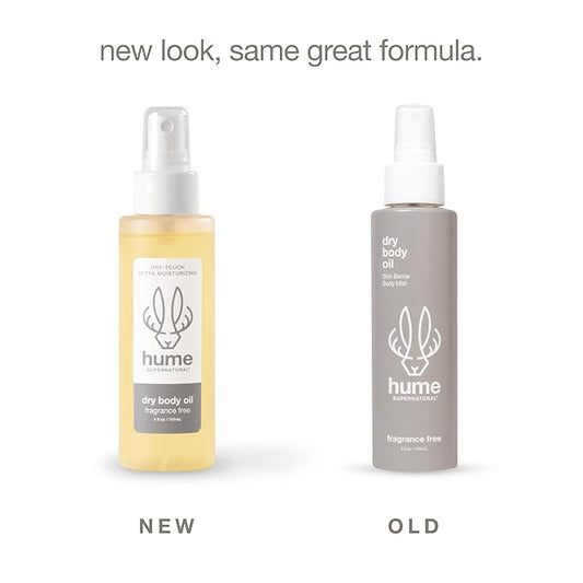 HUME SUPERNATURAL Dry Body Oil Spray - Moisturizing Oil for Dry Skin, After Shower Hydrating Body Oils for Women and Men, Nourishing, Glow, Fragrance Free, 2-Pack