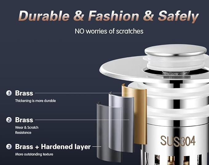 (2PCS) Bathroom Sink Stopper,Sink Drain Strainer,Pop-up Removable Hair Catcher Universal Sink Plug