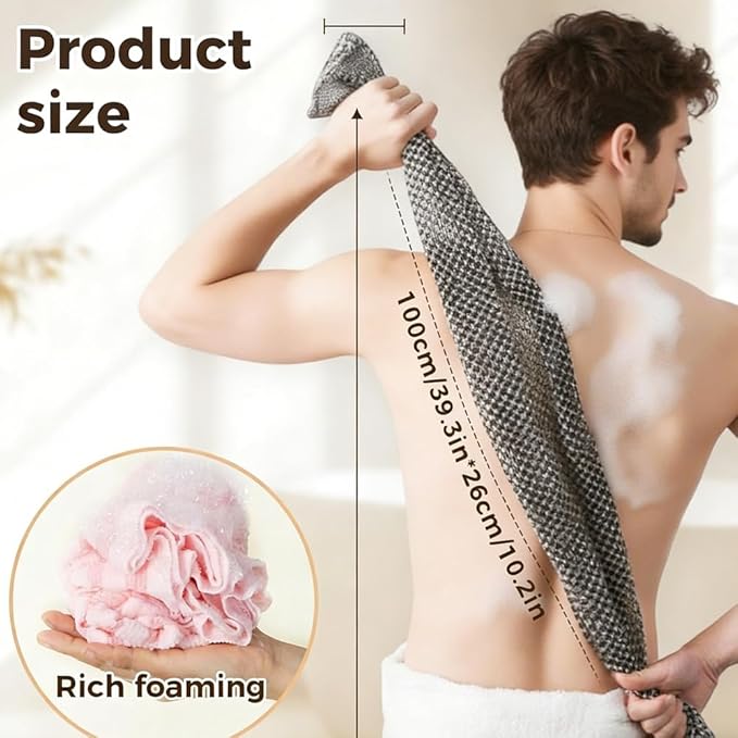 3PCS Exfoliating Shower Towel,2026 New Premium Scrub Wash Back Bath Cloth for Body Face,Exfoliating Washcloth Back Body Scrubber for Home(#Striped)