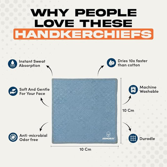 ARMORAY Sweat Absorbing Towel Handkerchief – Quick-Dry Microfiber Gym Towels for Face, Hands & Body – Workout Towel for Men, Sport Rag, Perfect for Tennis, Pickleball & Sauna Use by Women