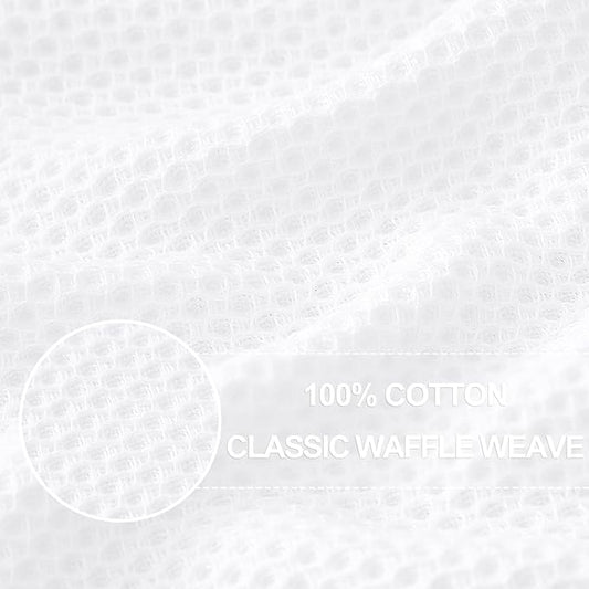 Homaxy 100% Cotton Waffle Weave Kitchen Dish Towels, Ultra Soft Absorbent Quick Drying Cleaning Towel, 13 x 28 Inches, 8-Pack, White