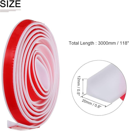 118"x0.8"x0.5" (LxWxH) Collapsible Shower Barrier Stopper - 1 Pack - Good for Bathroom Kitchen - L Shape Water Splash Guard Blocker - White