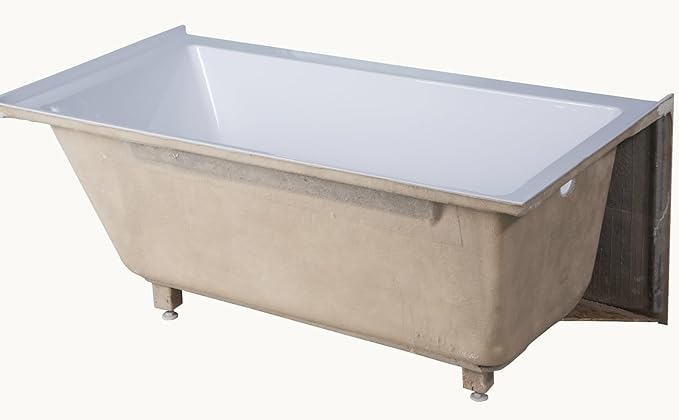 Fine Fixtures Acrylic, Fiberglass Alcove Soaking Bathtub with Integral Apron Front in Glossy White - Left Hand Drain, 66" x 32"