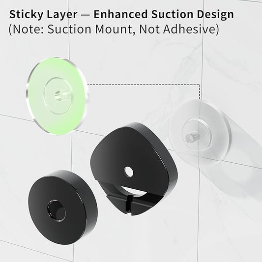 KEGII Shower Caddy Suction Cup with Soap Holder and Hooks, Removable Suction Bathroom Organizer Shelf, No Drilling Shower Organizer, Stainless Steel Shampoo Holder for Bathroom Storage, Black