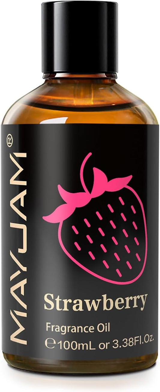 MAYJAM 100ML/3.38FL.OZ Strawberry Fragrance Oils with Glass Dropper, Essential Oils for Diffusers for Home, Long Lasting Scented Oils for Diffusers Soap Candle Making