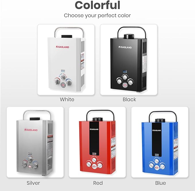 GASLAND BE158B CSA Certified Portable Tankless Water Heater ā Features Digital Display & Multi-Protection, 1.58 GPM Propane Hot Water for Outdoor & Mobile Use ā Black