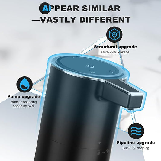 2 Pack Automatic Soap Dispenser: 13.52oz/400ml Wall Touchless Liquid - 4-Level Adjustable Modern Electric Hand Soap Dispenser - Kitchen Bathroom Kids Family Black