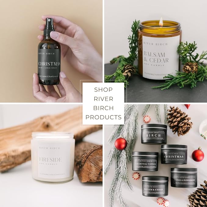 River Birch Christmas Scented Natural Hand Soap - Handmade Soap - Moisturizing Hand Wash with Amber Dispenser - Luxury Scented Hydrating Hand Soap - Vegan and Non Toxic - 16 Fl Oz