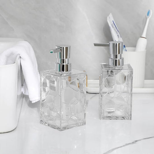 Hand Soap Dispenser, Clear Acrylic Plastic Liquid Pump Bottles Refillable Lotion Dispenser for Bathroom Decor Kitchen College Dorm