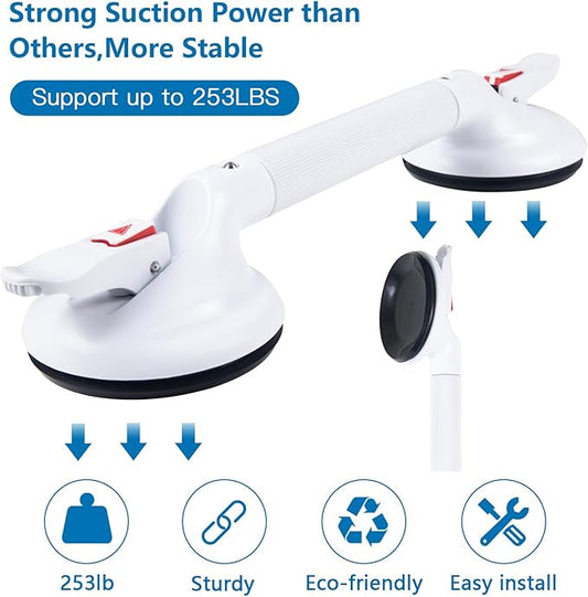 15inch Upgrade Suction Shower Grab Bar, Portable Shower Handle Bar Suction Grip Bar Bathtub Handle with Strong Hold Suction Cup Fitting and Rapid Release for Bathroom(Max Capacity :300lb