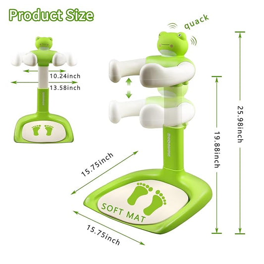 Baby Shower Stand Baby Bath Standing Support with Anti-Slip Soft Mat for 6-36 Months Adjustable Stable Easy Setup Press for Sounds Soporte para Bañera De Bebé Newborns Gift Fits Infants - Green Frog