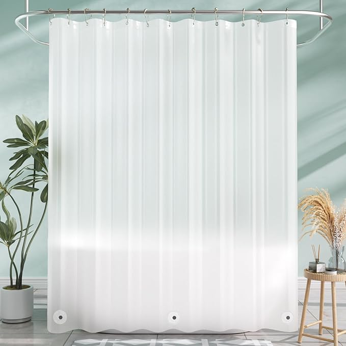 AmazerBath Shower Curtain Liner, 72x72 Plastic Frosted Shower Liner, Cute PEVA Shower Curtain Liners, Waterproof Vinyl Shower Curtain Liner with 3 Magnets, Lightweight Shower Curtains for Bathroom